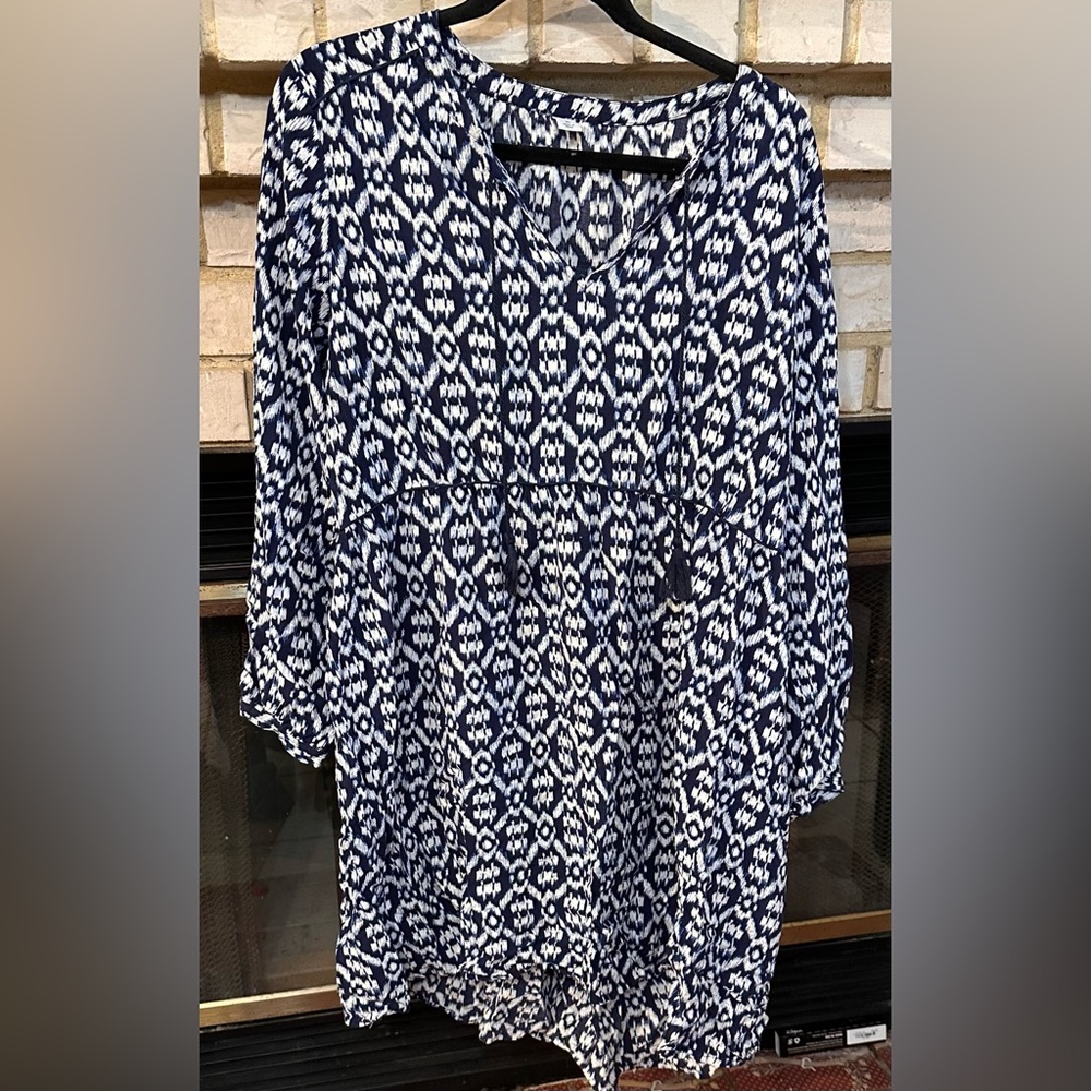 Old Navy Blue and White Patterned Dress